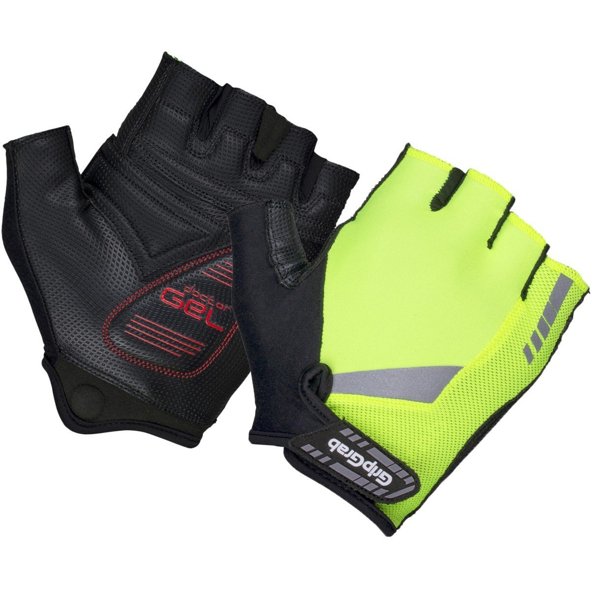 Gripgrab ProGel Hi-Vis Padded Korte Vinger Handschoen Yellow Hi-Vis